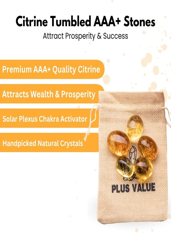 Plus Value Premium Citrine Tumbled Sunela Pebbles Stone Reiki Healing Crystal Aura Chakra (100grams, jute bag) - Image 5